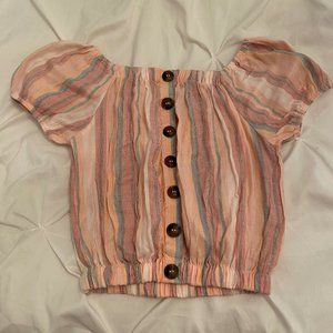 Colorful Cropped Off-The-Shoulder Top